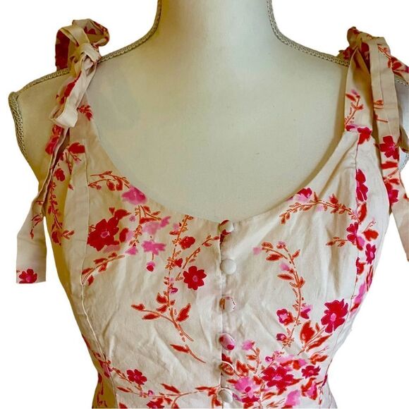 Louna Pink Floral Mini Dress Size Medium - Picture 5 of 8